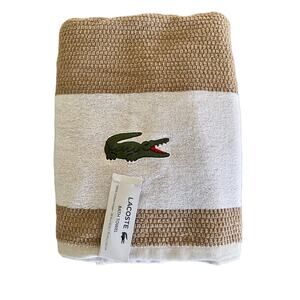 NEW Lacoste Bath Towel Set Of 4 size 30” x 52” Big Crocodile Logo Spa Beach Pool